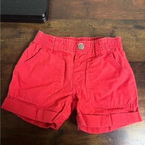 365 Kids Size 4 Red Cuffed Shorts Elastic Waist Casual Summer